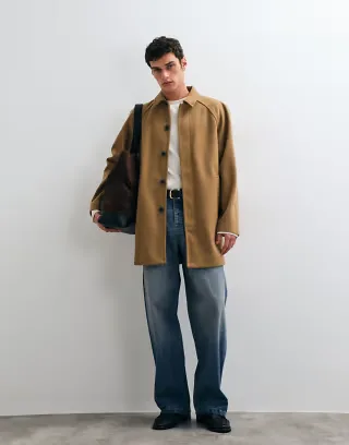 ASOS DESIGN wool look coat in camel