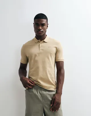 HUGO Red Donos chest logo polo shirt in beige