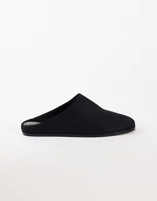 Topshop Debbie faux suede square toe flat shoe mule in black