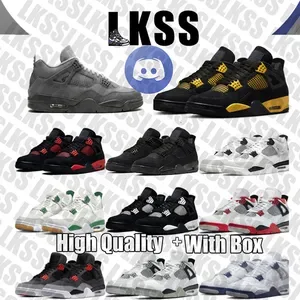 Jason LKSS High Quality Mens Womens Basketball Shoes 4 4s Black Cat Sneakers Military Rare Laser Sail navy White Cement