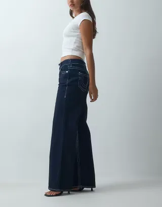 True Religion bobbi baggy jeans in dark blue wash