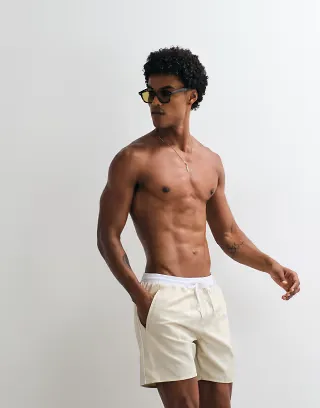 BOSS Bodywear Starfish swim shorts with logo print in beige