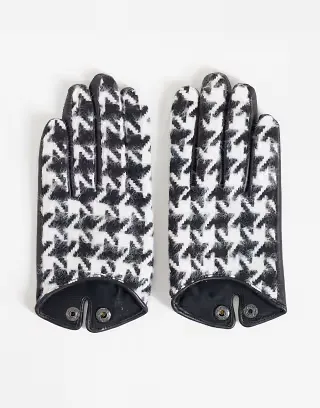 ASOS DESIGN short gloves in houndstooth