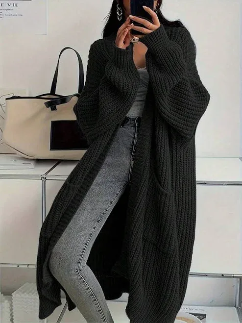 Shein Women's Fashionable Elegant Casual Versatile Long Knitted Cardigan Sweater