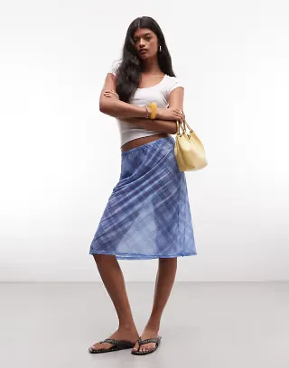 Reclaimed Vintage slip skirt in plaid