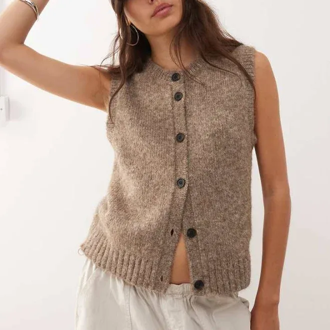 Weekday High V-Neck Knit Tank Top