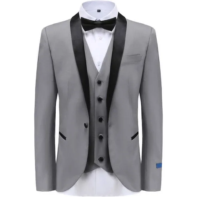 Braveman Men's 3 Pc Slim Fit Tuxedo Set Tx300 In Light Gray