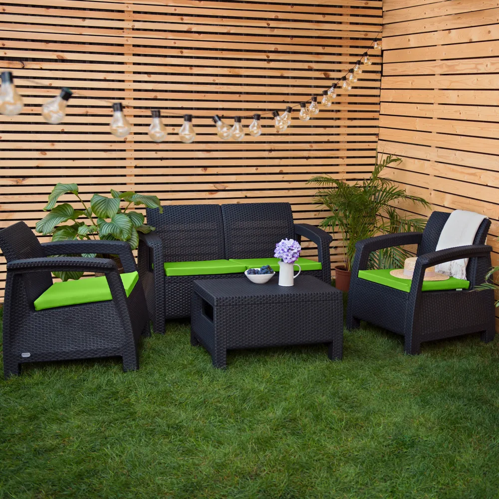 Water-Resistant 4-Piece Outdoor Rattan Seat Cushions for Garden Carolina Furniture Seat Pads