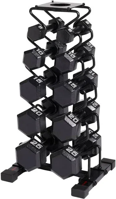 ETHOS 150 lb Cast Hex Dumbbell Set with Rack