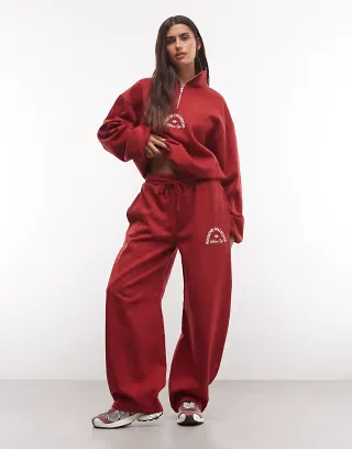 Weekend Collective barrel leg sweatpants with graphic in red - part of a set