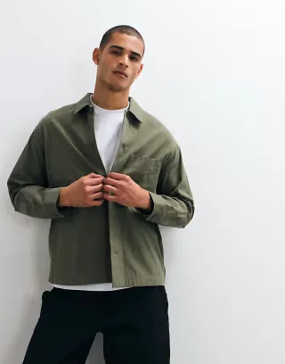 ARKET oversized twill pure cotton overshirt in khaki