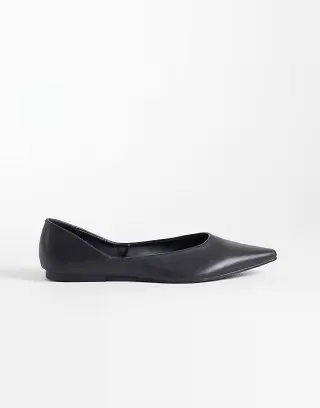 SEQWL Wide Fit Scar pointed ballet flats in black