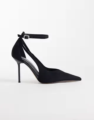 ASOS DESIGN Wide Fit Panda high block heel pumps in black