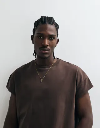ASOS DESIGN heavyweight boxy oversized T-shirt with cap sleeve in brown