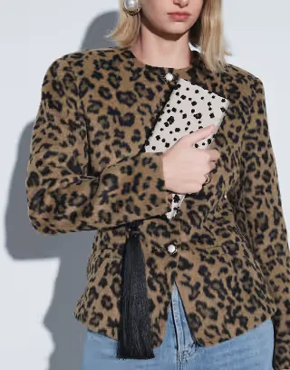 ASOS DESIGN hard box clutch in dalmatian print