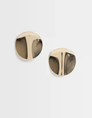 ASOS DESIGN stud earrings with large hammered oval design in gold tone