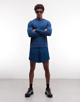 4505 2-in-1 quick dry 5" woven running shorts with zip pockets in deep blue