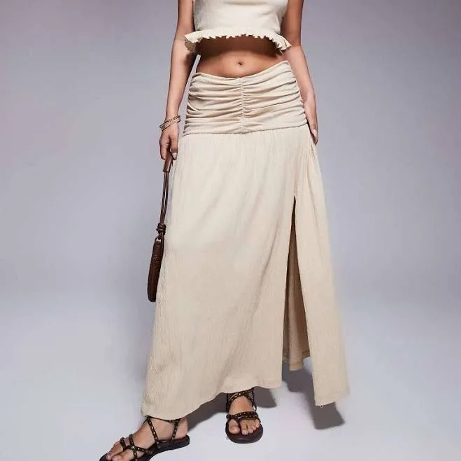 ASOS Crinkle Drop waist Maxi Skirt
