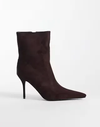 RAID Nerissa faux suede stiletto heel high ankle boots in brown