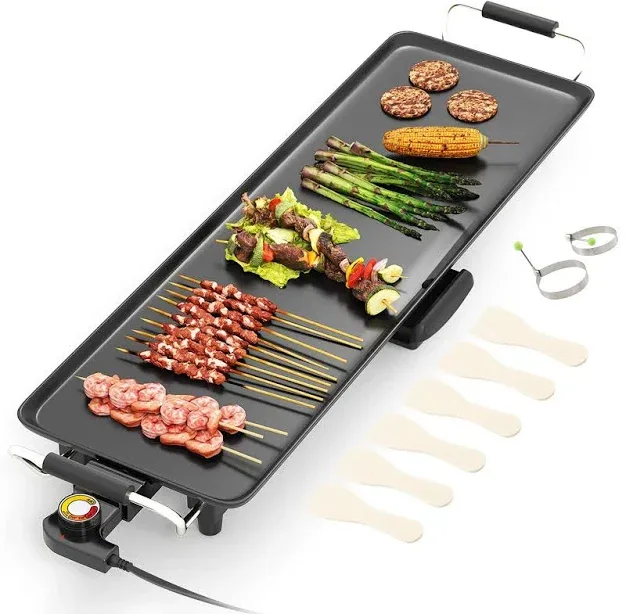 Costway - 27" Electric Griddle, Extra Large Teppanyaki Grill with Adjustable Temperature, Nonstick Surface - Black