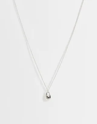 DesignB London teardrop pendant necklace in silver