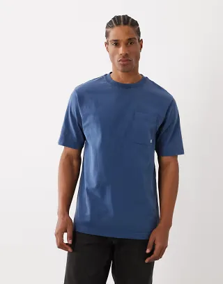 Farah Stacy garment dye pocket logo T-shirt in blue