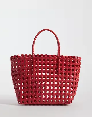 Sui Ava Kaya woven small tote bag in red