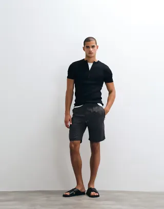 Brave Soul elastic waist shorts in charcoal gray