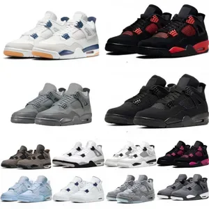 Mens 4 Basketball Sports Shoes Trainers 4S Military Black Blue Cat Bred Sail Red Wet Cement Thunder Metallic Gold Outdoo
