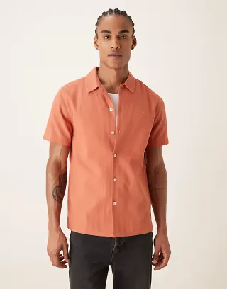 Farah short sleeve logo shirt in coral orange