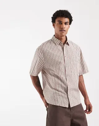 ASOS DESIGN oversized stripe shirt in pink