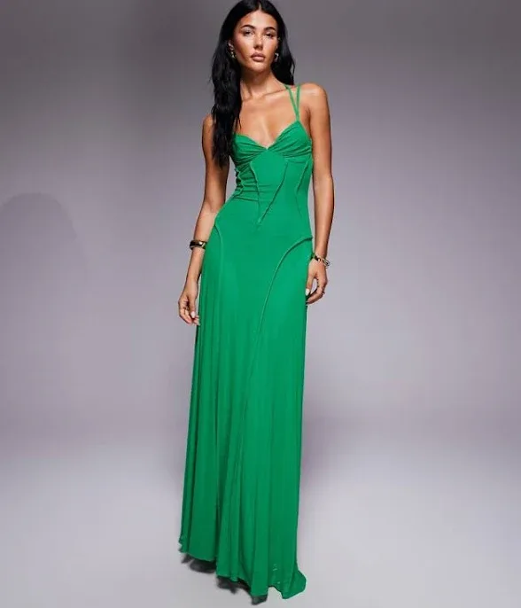 ASOS Design mesh maxi dress with seam detail