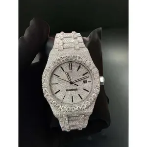 Moissanite Watch Men Stainless Steel Automatic machinery Movement Iced Out with box Luxury Design Hip Hop Jewelry Gift