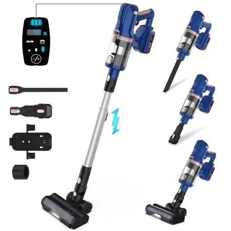 Cordless Vacuum Cleaner,30Kpa 60Mins Stick Vacuum Cleaner with LED Touch Screen,Lightweight Vacuum for Home Pet Hair Car