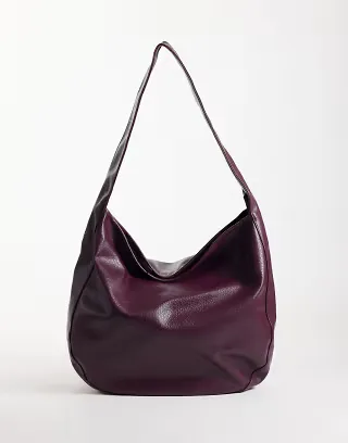 ASOS DESIGN slouchy grainy scoop tote in burgundy