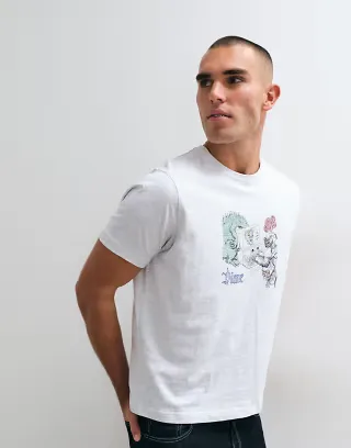 Dime catfish graphic regular fit t-shirt in gray