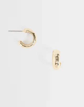 DesignB London mini hammered hoop earrings in gold