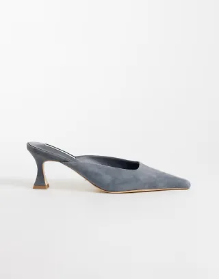 Tony Bianco Juniper heeled mules in steel blue suede