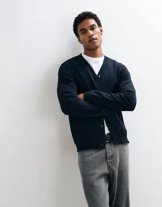 Threadbare button up knitted cardigan in navy