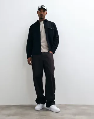 ASOS DESIGN cotton twill overshirt in black