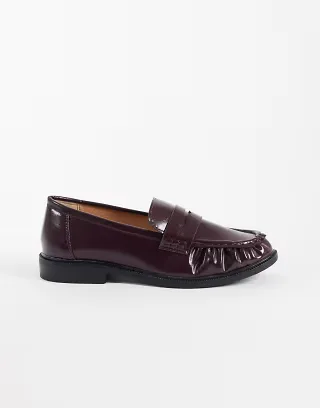 SEQWL Wide Fit Cadillac penny loafers in cherry