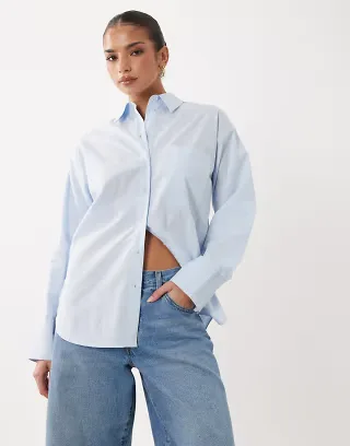 ASOS DESIGN classic cotton shirt in blue