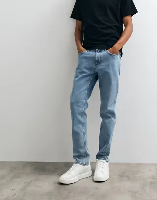 BOSS slim fit denim jeans in light blue wash