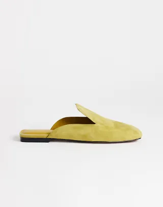 Topshop Della real suede mules in olive