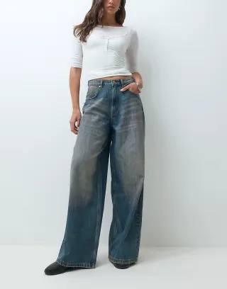 COLLUSION X007 XL baggy low rise jean in dirty bleach wash