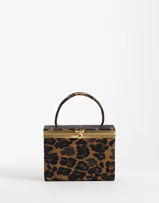 ASOS DESIGN mini vanity case clutch bag in leopard