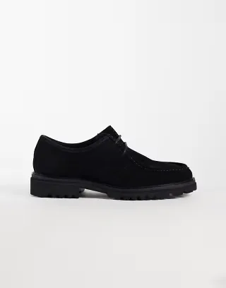ASOS DESIGN lace up apron shoes with cleated sole in black suede