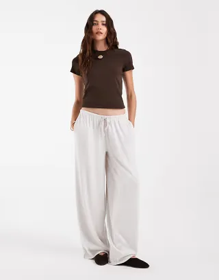 ASOS DESIGN textured knit wide leg pants in stone - part of a set