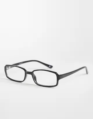 ASOS DESIGN clear lens square blue-light glasses in black