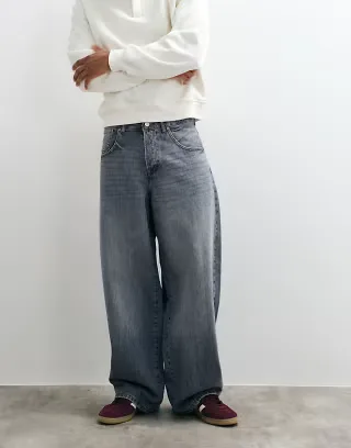 ONLY & SONS Kayce barrel fit jeans in gray denim